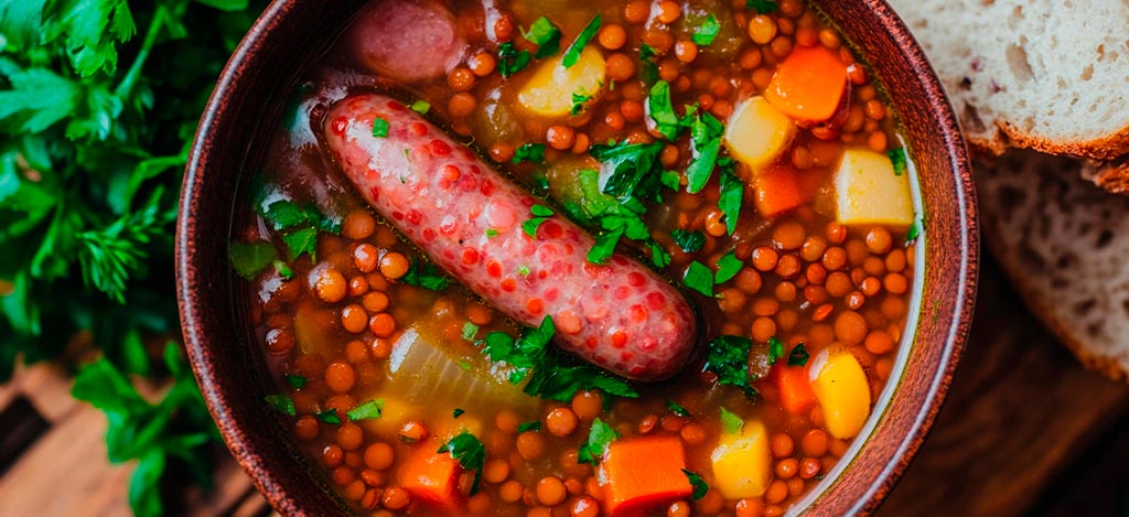 Zuppa di lenticchie con salsiccia